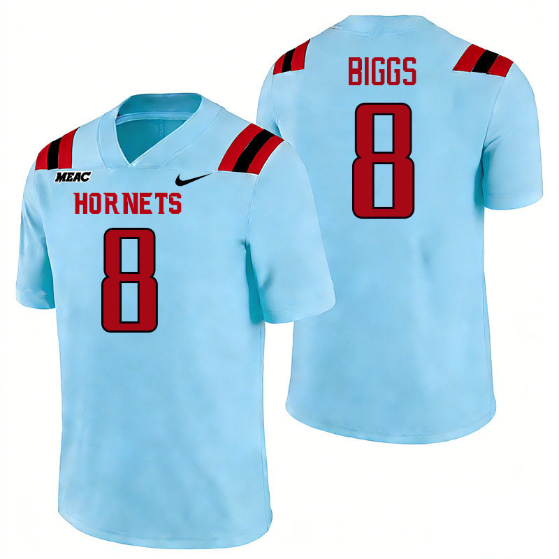 Delaware State Hornets #8 Na'Shawn Biggs College Football Jerseys,Uniforms Stitched-Light Blue